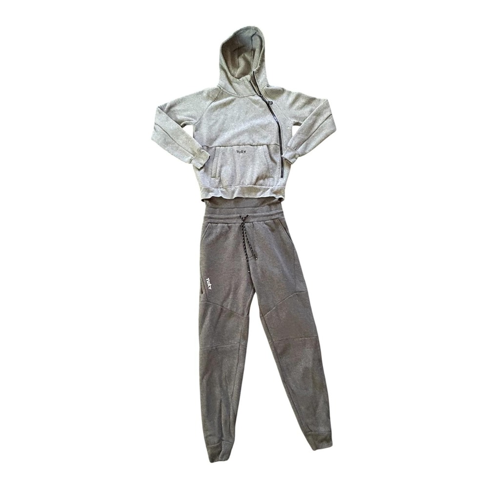 Tuxy Sweatsuit Mens Medium Gray Hooded Fleece One Piece Zip Jumpsuit One-piece